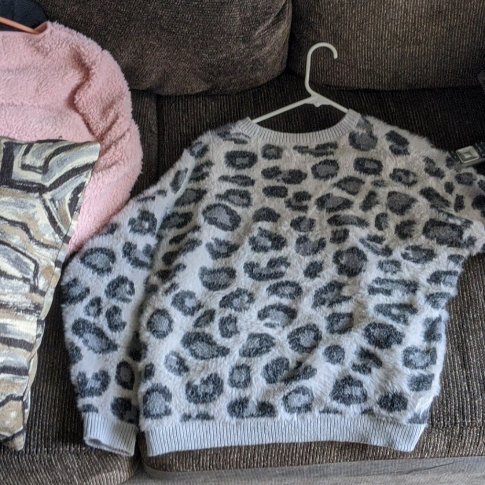 Leopard print fuzzy sweater